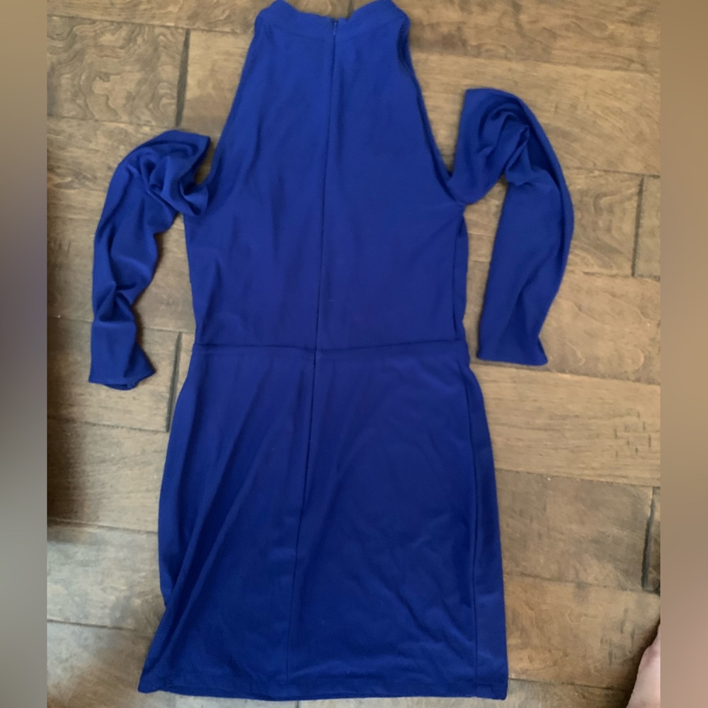 Royal Blue bare shoulder knee length dress bodycon by Ieena Duggal 8 holiday 🎄